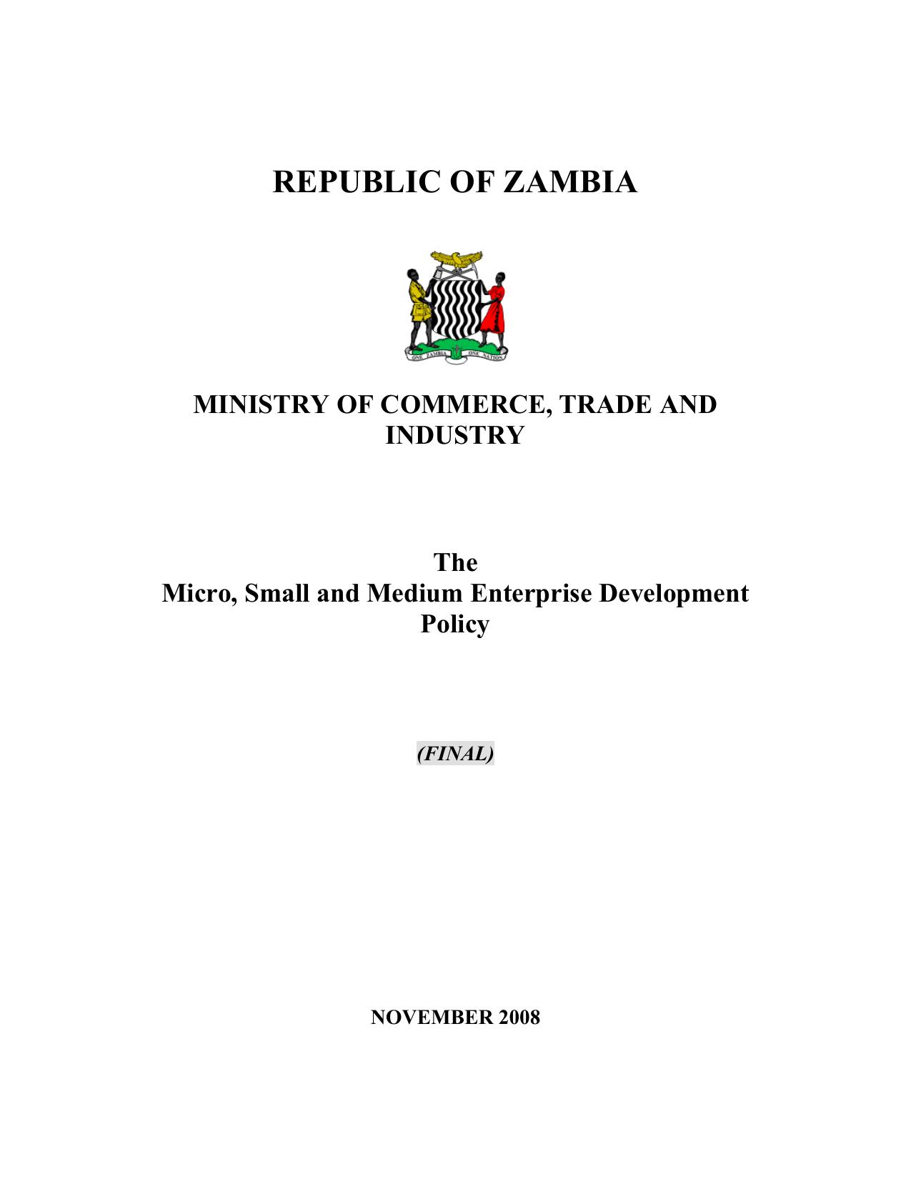 Micro, Small and Medium Enterprise Development Policy 2008 cover