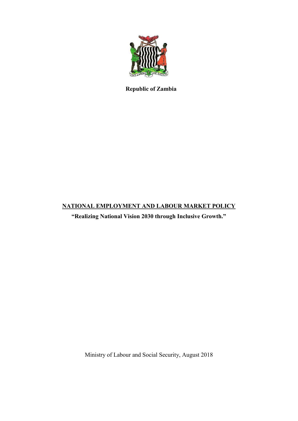National Employment and Labour Market Policy 2018 cover